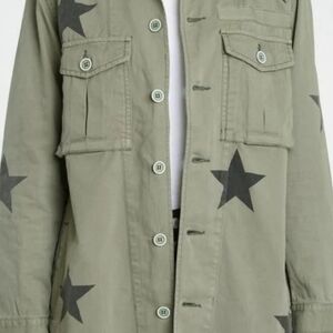 pistola Olive Green Military Jacket with Black Star Print